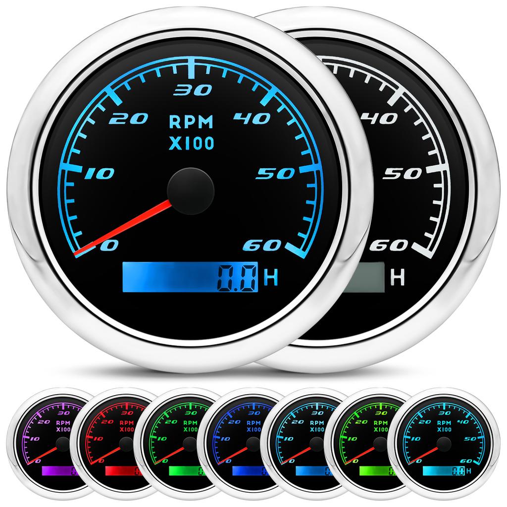 85mm Auto Tachometer 6000 RPM 8000 RPM Meter Waterproof Marine Tacho Gauge Sensor Boat rpm Diesel Engine Tachometer 9-32V