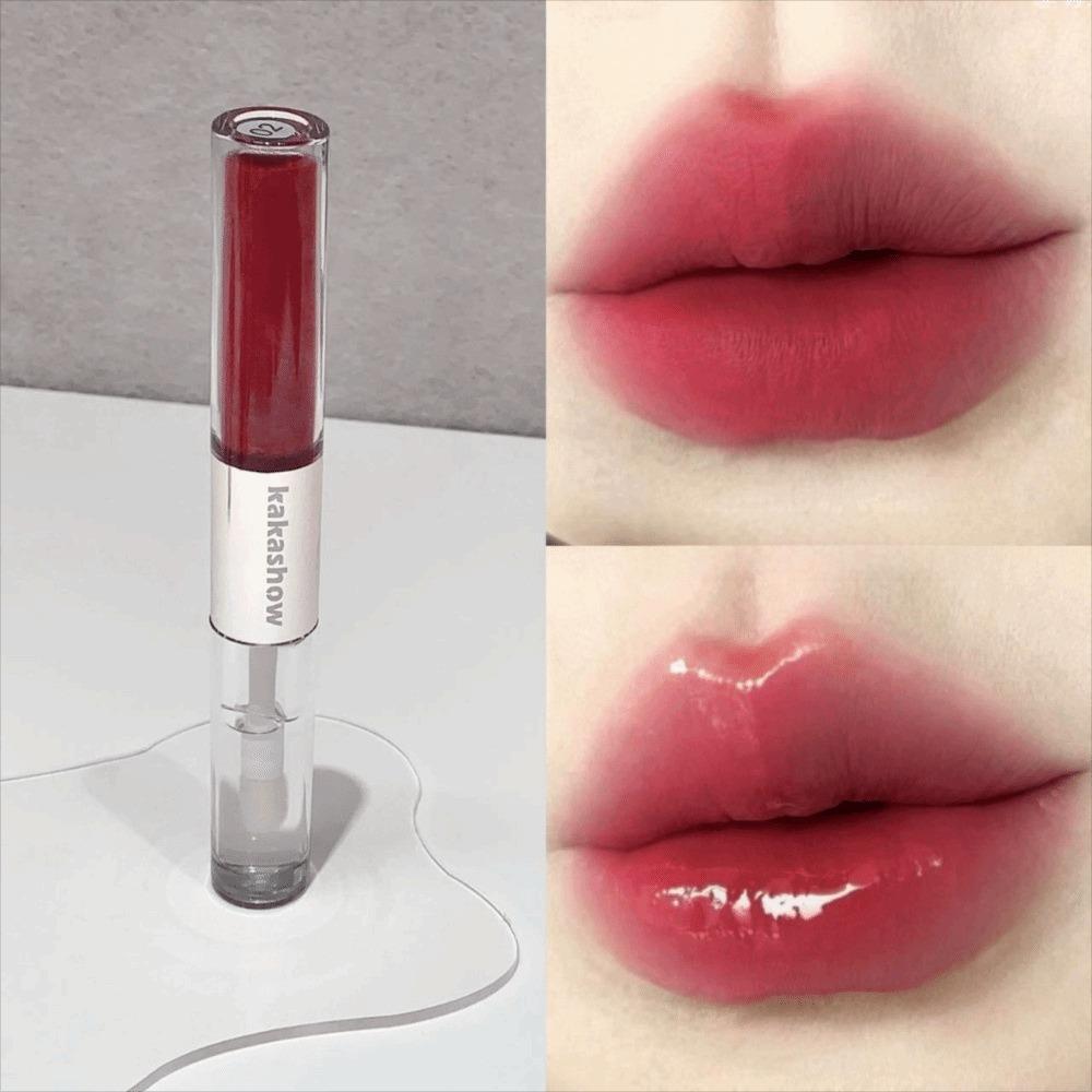Sexy Water Crystal Double Head Lip Gloss Long Lasting Dewy Glossy Makeup Lip Stick Mirror Non Stick Liquid Lipstick Beauty