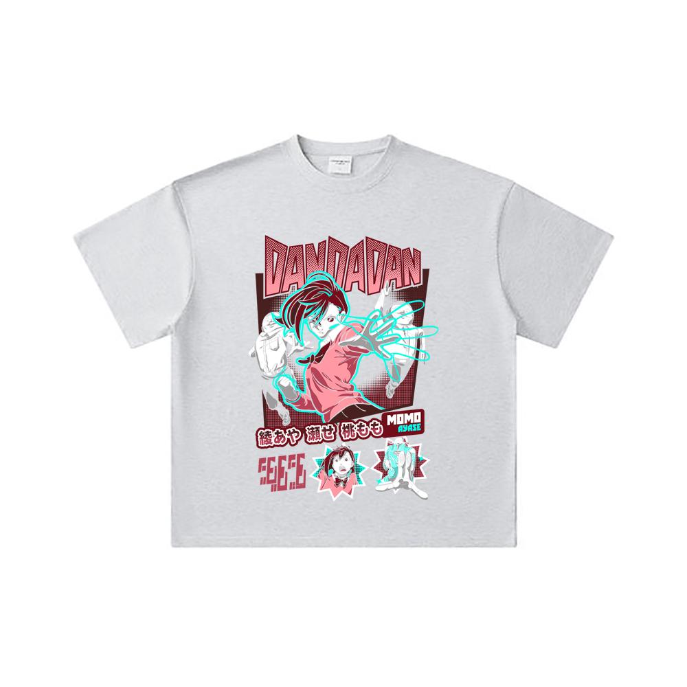 260 GSM Double Yarn 32 Count 100% Cotton Dandadan V15 Momo Print Unisex Heavy Cotton T Shirt