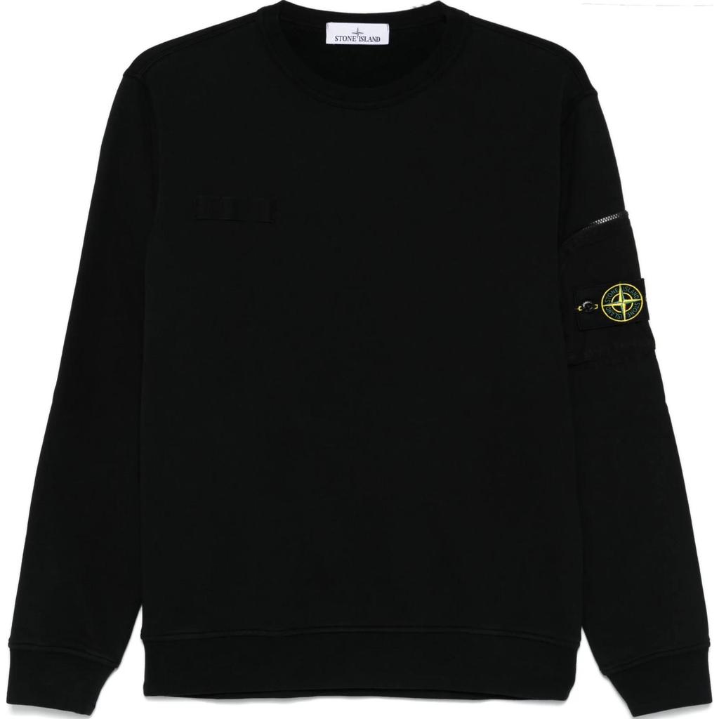 Stone Island Ss25 Logo Arm Zipper Pocket Cotton Crew Neck Long Sleeve Sweatshirt Unisex sweatshirt Black K1S156100003S0123-V0029