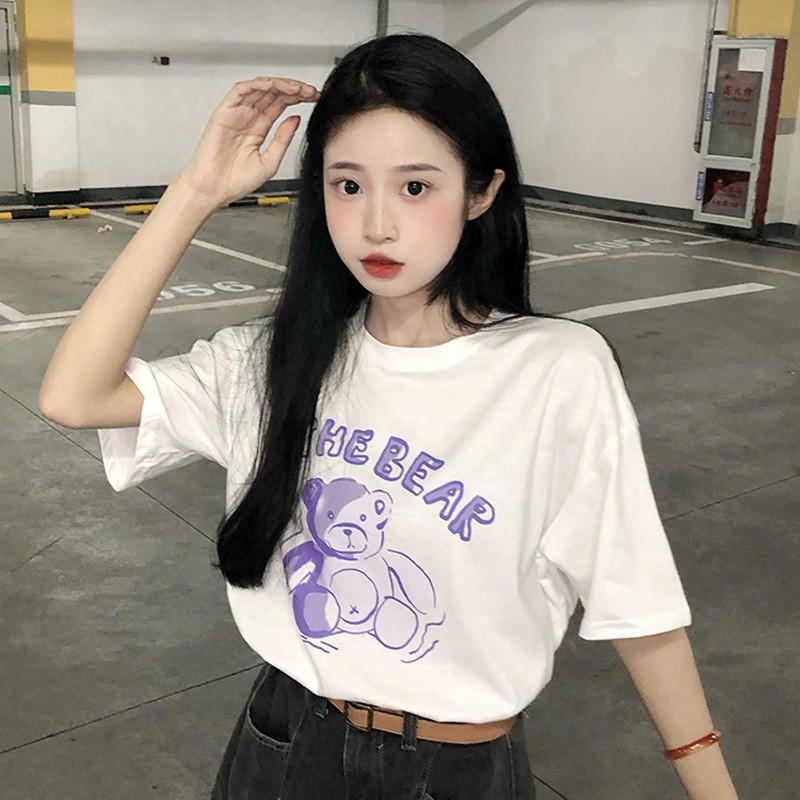 Cotton Short-sleeved T-shirt Women's Loose Original Style New Letter Printing Student T-shirt Ins Women's Fashion
