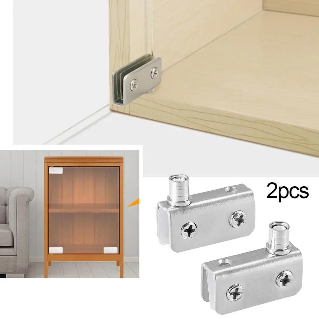 2Pcs Glass Pivot Hinge Rotation Axis 5-8mm Glass Wine Cabinet Door Rotating Hinges Clamp Clip Shaft Hinge Furniture