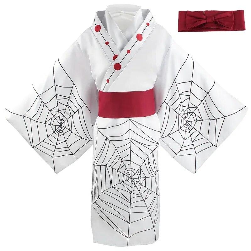 Új Anime Demon Slayer Kimetsu No Yaiba Spider Oni Ayaki Rui Cosplay Uniszex Kimonó Teljes készlet Halloween karneváli jelmezek