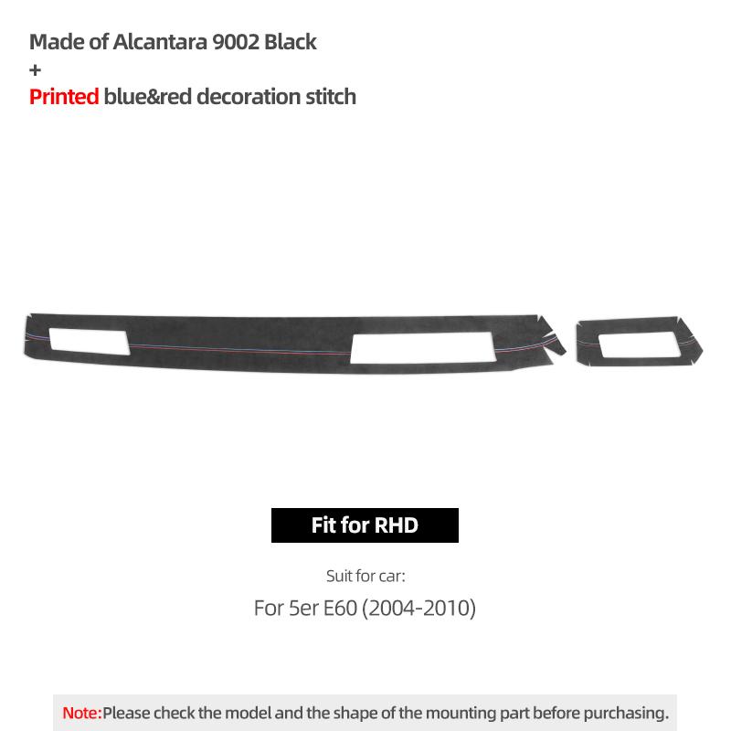 For BMW E60 Series 5 2004-2010 Dashboard Panel trument Trim Frame Sticker Cover Made of Alcantara Car Auto Interior Accessory