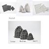 Cotton Linen Grid Storage Bag With Drawstring For Travel And Home Organization