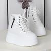 13CM Microfiber Genuine Leather Vulcanize Summer High  Comfy Spring Autumn Platform Women Chunky Sneaker Loafer Shoes