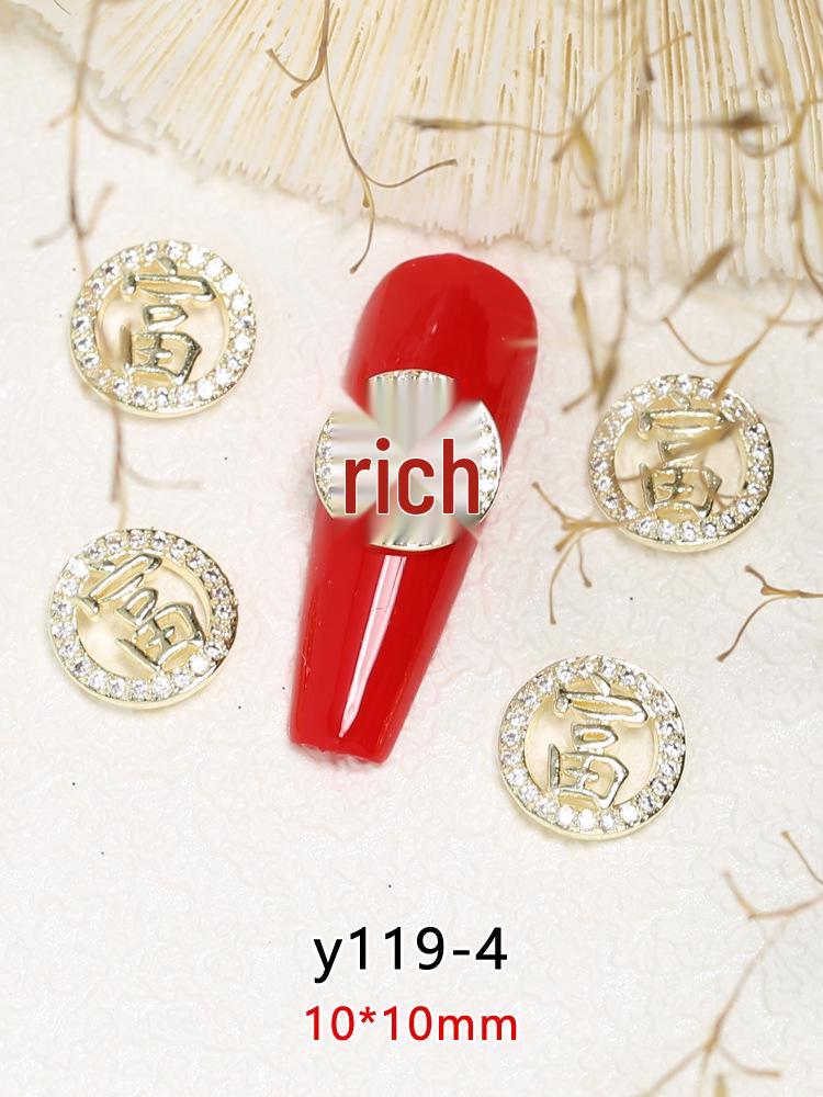 Nyårsförmögenhet Nageldekor: Lyckobringande legering Strass Berlocker