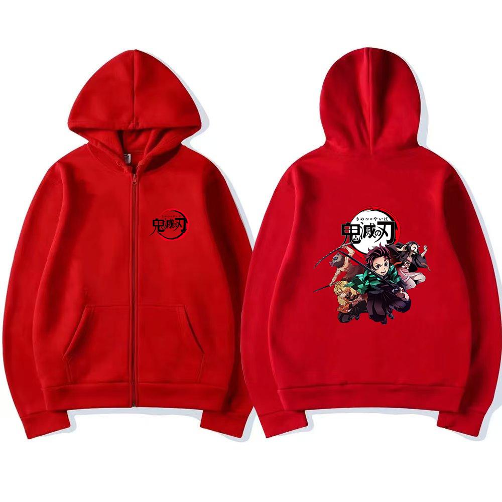 2025 Children's Zipper Style Tops Demon Slayer Boy Girls Hoodie Suitable Kids Sweatshirt Fashion Anime Cosplay Clothing
