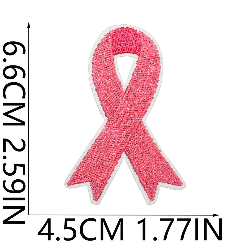 Health Day Embroidery Sticker Caring For Women Zhang Zai Computer Embroidery Label Clothes Bag Decoration Pink Ribbon Patch Sticker