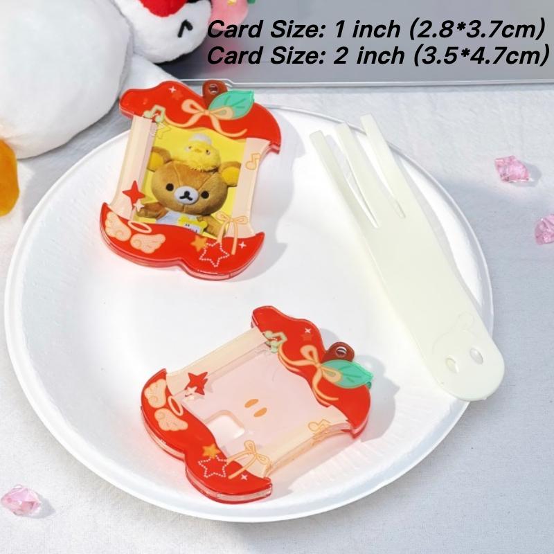 Cute Fruits Photo Frame Cartoon Strawberry Photocard Holder 1 Inch 2 Inch Kpop Idol Card Sleeves Apple Acrylic Protective Case