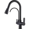Matte Black Filtered Crane For Kitchen Pull Out Spray 360 Rotation Water Filter Tap Three Ways Sink Mixer Kitchen Faucet
