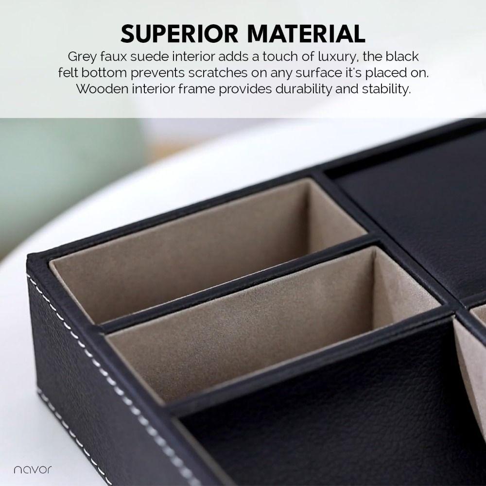 Multifunctional Desk Organizer Box PU Leather Display Storage Tray Men's Valet Tray  Jewelry