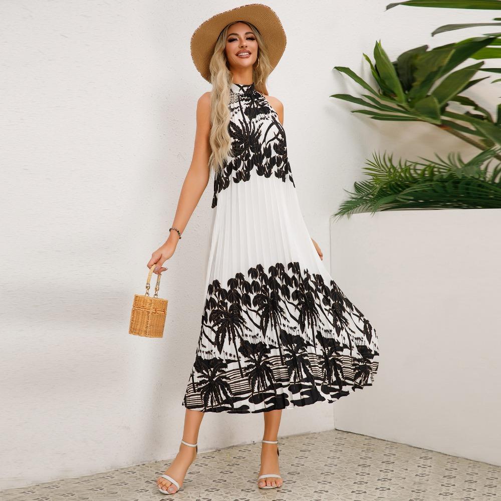 GMXIA женская мода лето весна цветочный принт без рукавов полуводолазка повседневные — фото 5