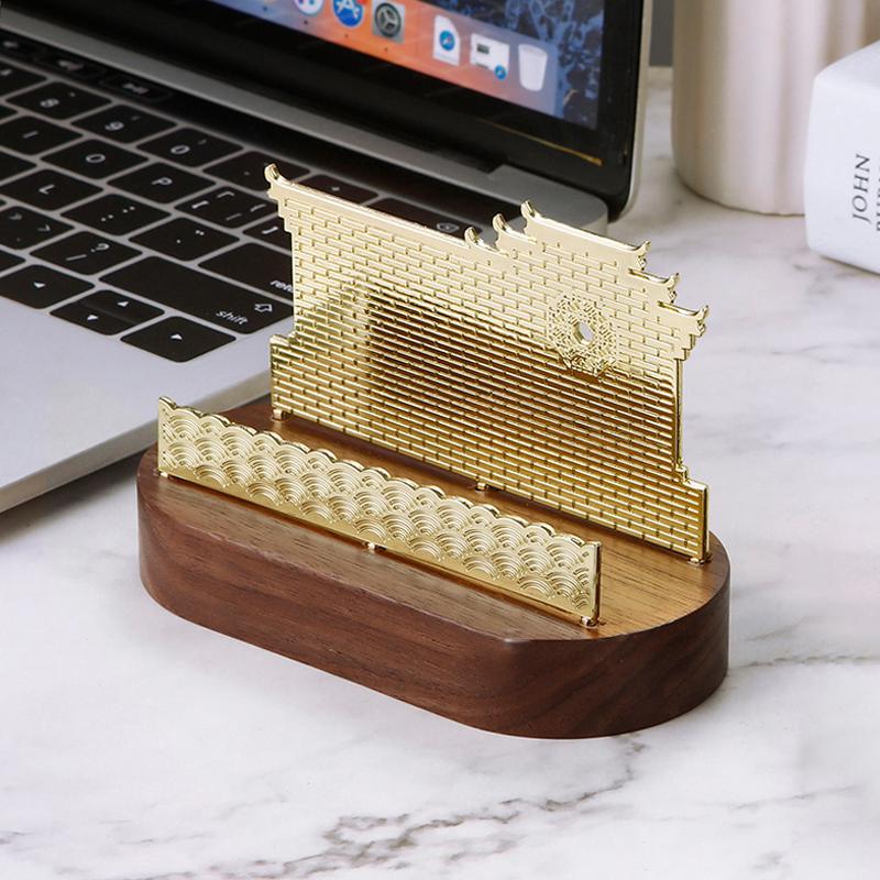 Dřevěný držák na vizitky Kovový organizér Stojan na vystavení na kancelářský stůl Příslušenství na pult s poznámkami Stolní držák na karty Úložný prostor