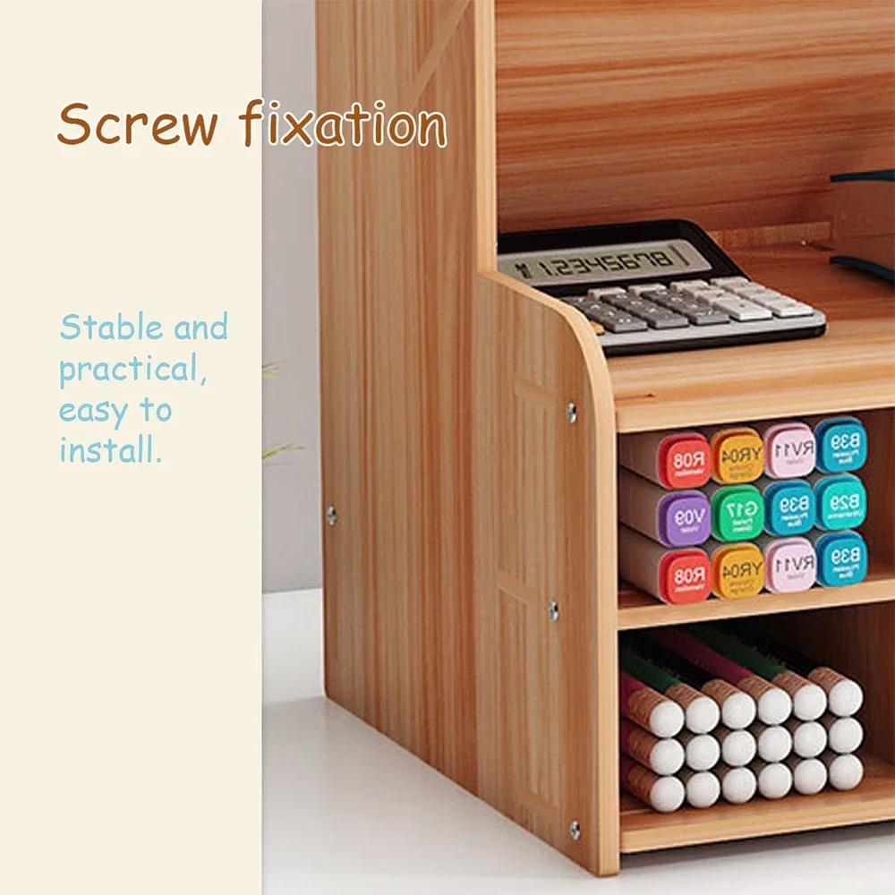 Wooden Desk Pen Organizer DIY Multifunctional Make Up Storage Holder Stationery Pencil Storage Stand for School Office Home New