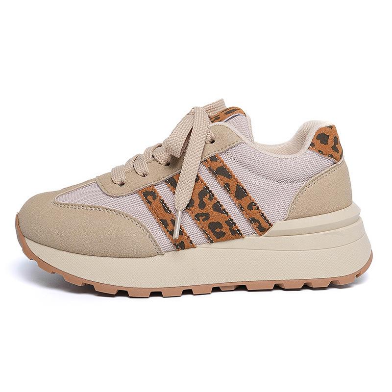 China double star sports and leisure shoes winter new sports shoes breathable beige rubber lace-up