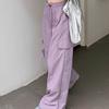 Summer Thin High  Waist Drawstring Cuffed Quick  Drying American  Style Work Pants for Women  Casual Wide  Leg Sports Trousers