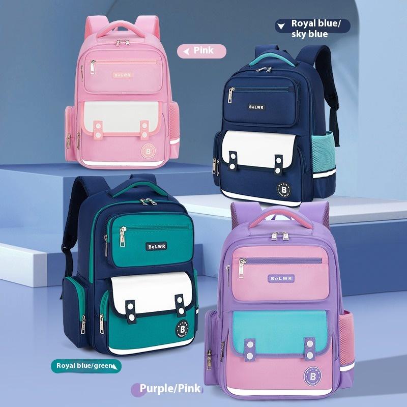 Barneskoletaske Gutter og Jenter Ny Ryggbeskyttelse Lett Stor Kapasitet Ryggsekk