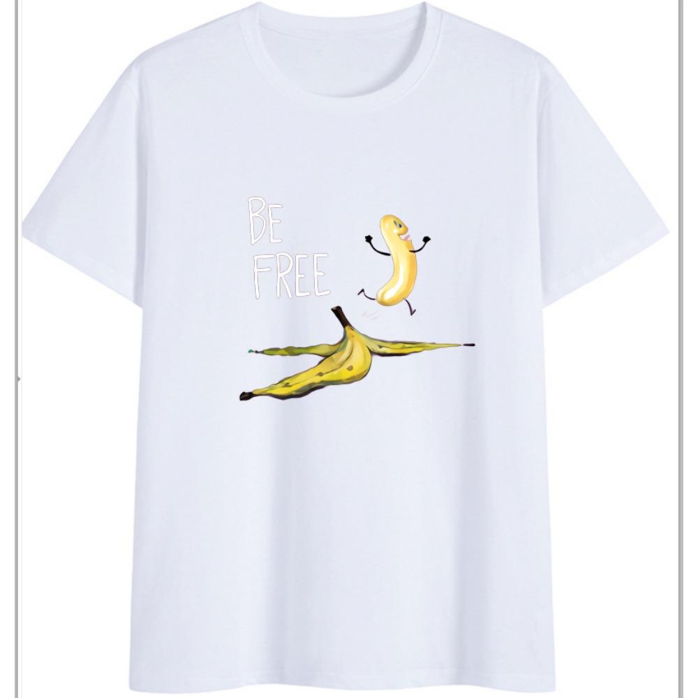 COTTON 100% Hot European and American Funny Banana Undress Short-sleeved Women's