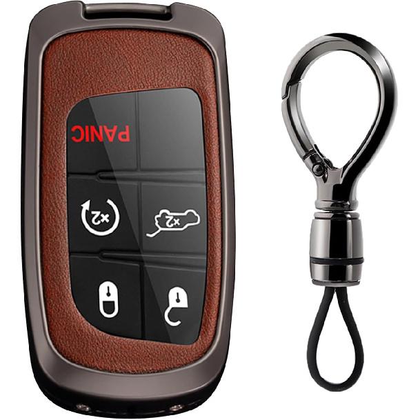 2/3/4/5 Tasten Smart Key Fob Hülle mit Schlüsselanhänger Passend für Jeep Fernbedienung Schlüssel Hülle Case Kompatibel mit Jeep Grand Cherokee für Dodge Challenger Charger