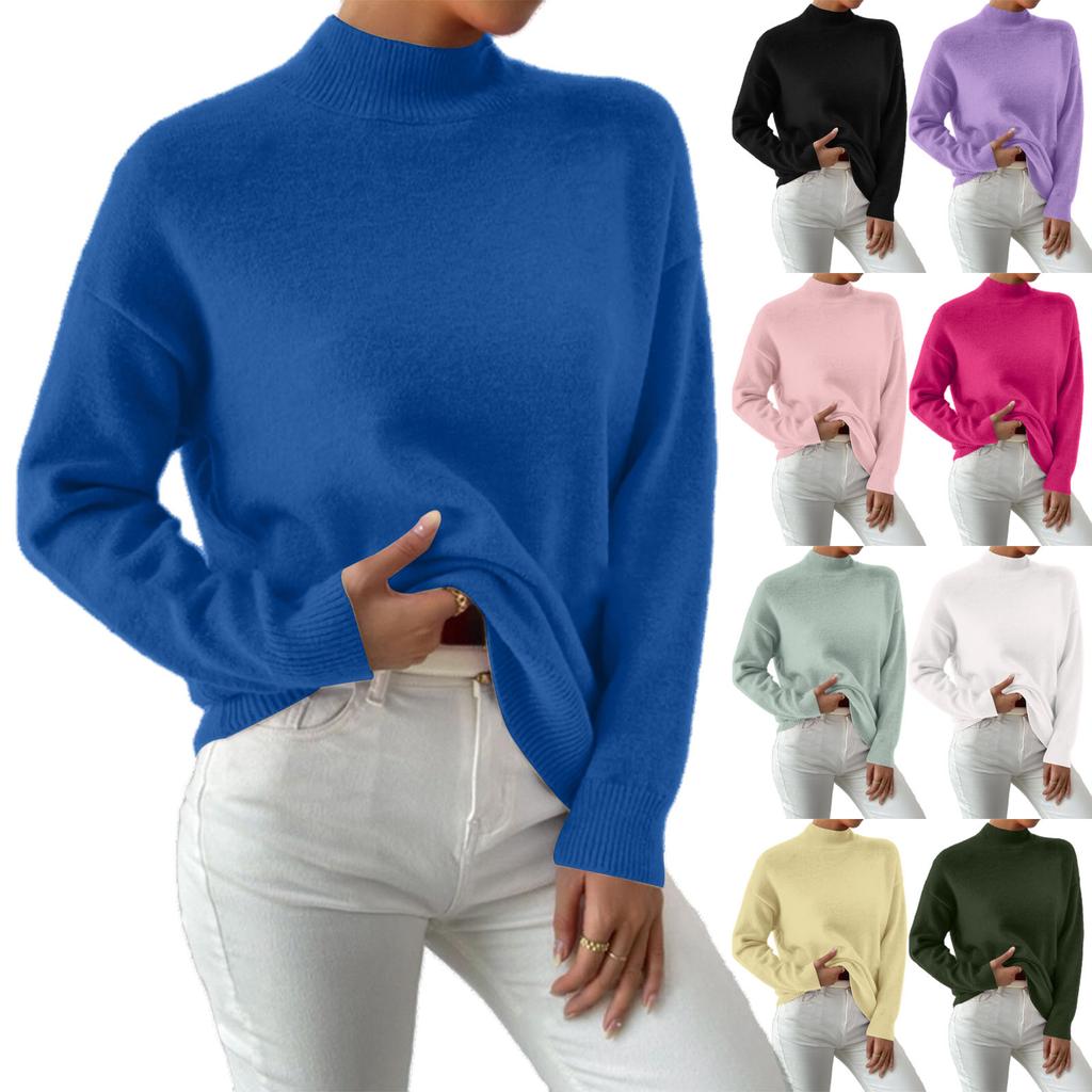 Women's Casual Round Neck Colorblock Pullover Sweater Loose Casual Long Sleeve Contrast Color Top