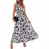 Elastic Waist Sleeveless V-Neck Print Dress - 2025 European & American Women's Fashion Bestseller