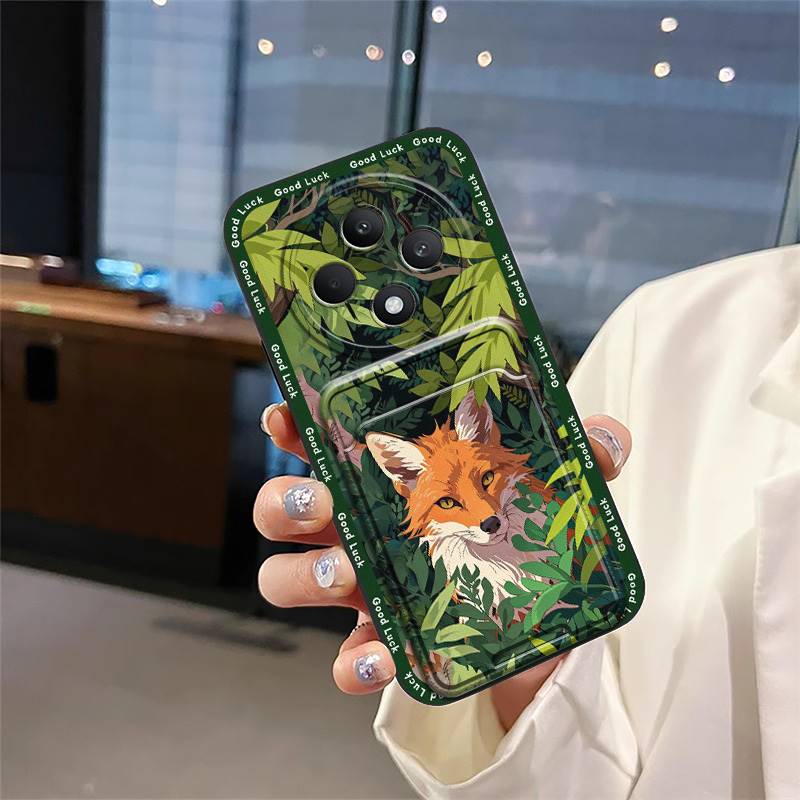 Fashion Design Durable Phone Case For OPPO Reno12F 5G/Reno12 FS/F27 5G Card Bag Anti-knock Card Slot Cartoon Silicone