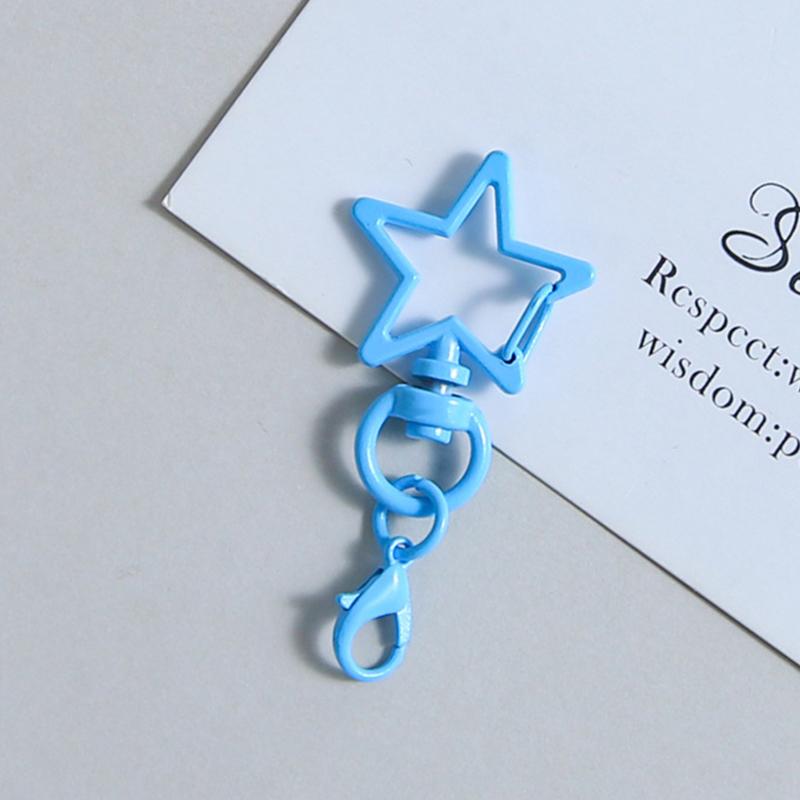 10Pcs Metal Colorful Five-Pointed Star Keychain Keyring Hooks With Lobster Clasp For Diy Craft Jewelry Making Keychain Supplies