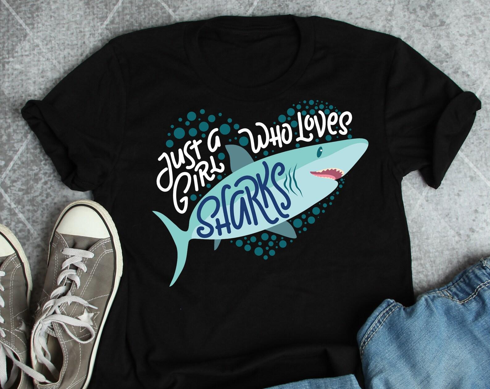 Shark Shirt, , Shark Lover Gift, Cute Ocean Conservation T-shirt, Fish Tshirt, Just A Girl Who, Sea, Ocean Life, Save The Planet Week 100