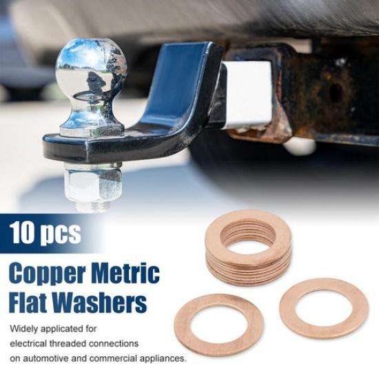 10pcs M15 x 24mm x 1mm Copper Crush Washers Car Flat Sealing Plate Gaskets Ring
