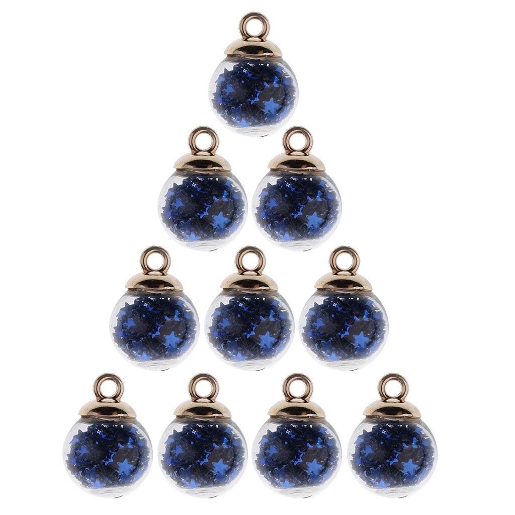 10 stykker 16 mm Tiny Star Glass Ball Charms Pendant DIY Craft rosa