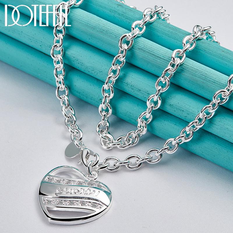 Romantic Heart Pendant Necklace Gift Silver Color Fashion Jewelry