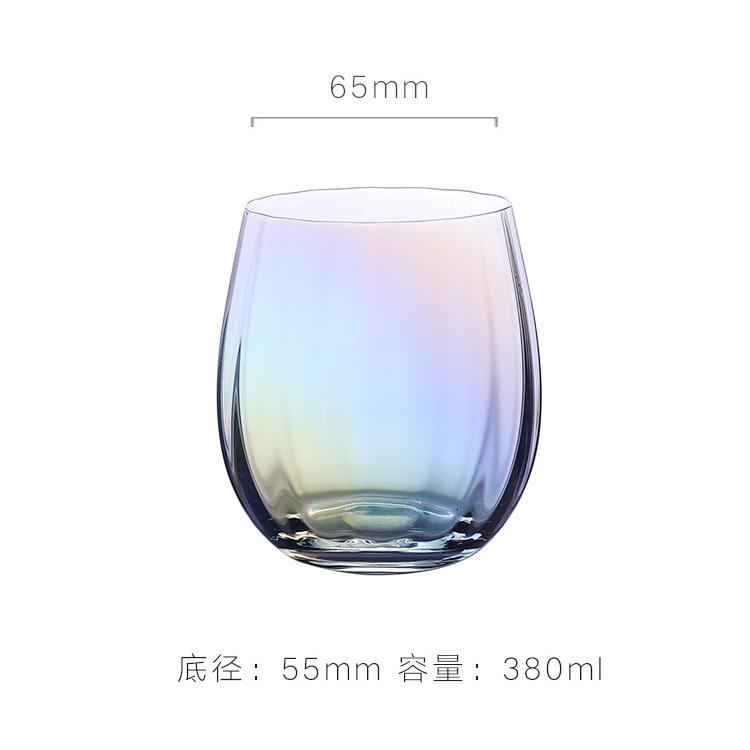 Rainbow red wine glass set household goblet colorful champagne glass light luxury electroplated crystal glass wine 101-200ml
