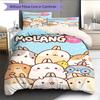 Molang poster Bedding Quilt Set Quilt Cover Pillowcase Home Decoration Birthday Gift (1 * duvet cover + 2 * pillowcase, without core)