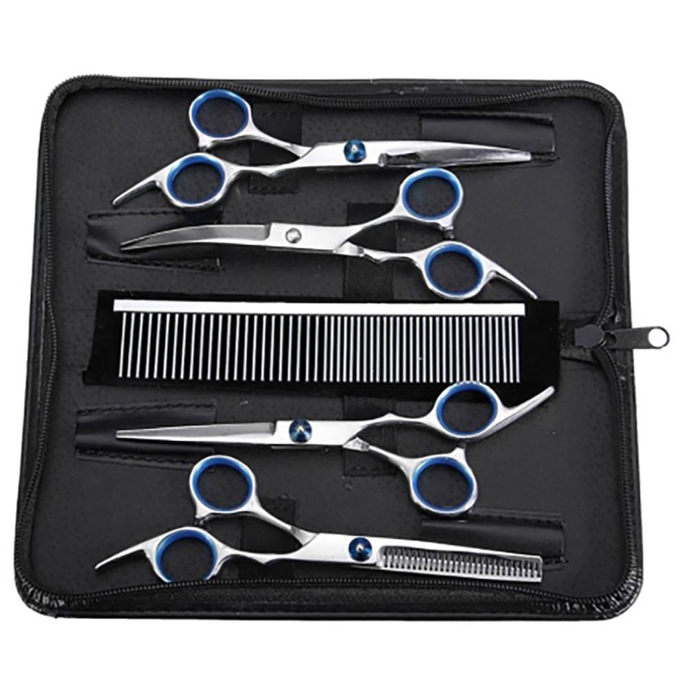 Kit Professionali Forbici Tagliacapelli per Cani Set Forbici Dritto Curve Acciaio Inossidabile per Toelettatura Animali