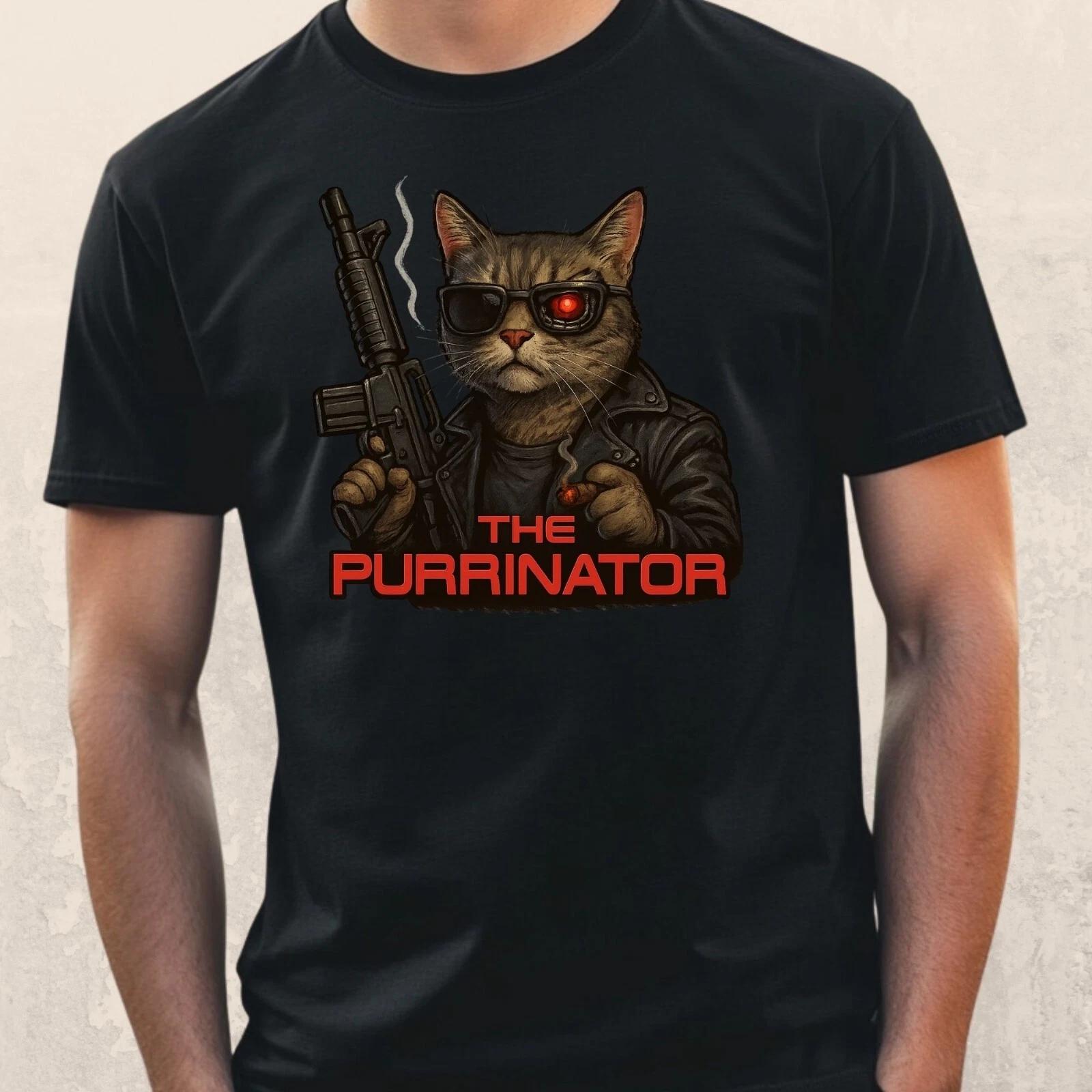 T-Shirt Herren Der Purrinator Parodie Motiv Baumwolle Größe S bis 5XL XXXXL