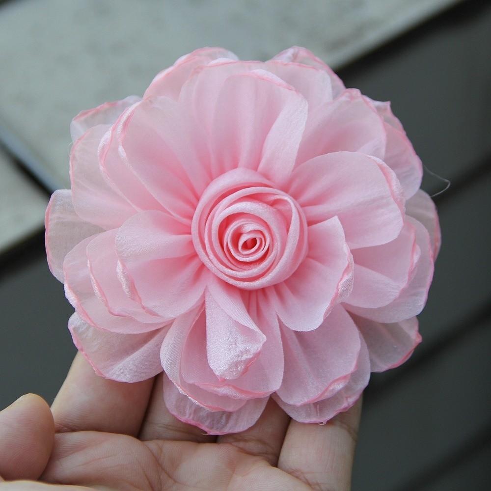 5 Stück DIY Seidenrosen Blütenkopf 3D Gebranntes Stoff Haarschmuck Für Brosche Anzug Jacke Reversnadel