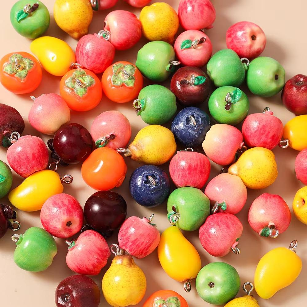 10pcs Resin Fruit Beads Simulated Fruit Keychain Making Accessories DIY Earring Necklace Jewelry