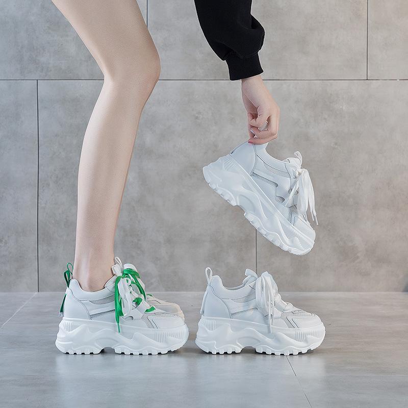 Mesh Breathable Dad Shoes Women's 2025 Spring and Summer Ins Tide 8cm Height Increase Small Muffin Casual Sports Shoes