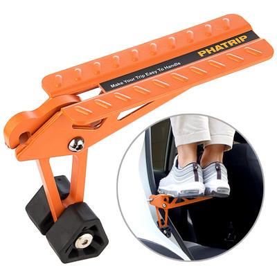 Auto Türstufe Klappstufe mit Multifunktionaler Hebehilfe für Autowäsche Passt für die meisten LKW Pedale, Stufen, SUVs/Jeeps/Wohnmobile/Leichte etc.. (Orange)