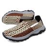 Summer Men Sneakers Braid Beach Shoes Casual Weave Blue Grey Breathable Slip on Flats Tennis Sneakers