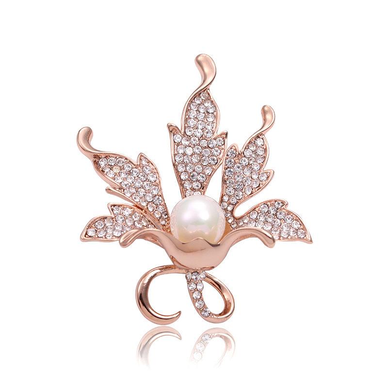 National Diamond Maple Leaf Brooch Women'S Personality Trendy Ins Pin Brooch Women'S Elegance Temperament Coat Button Accessories Suit