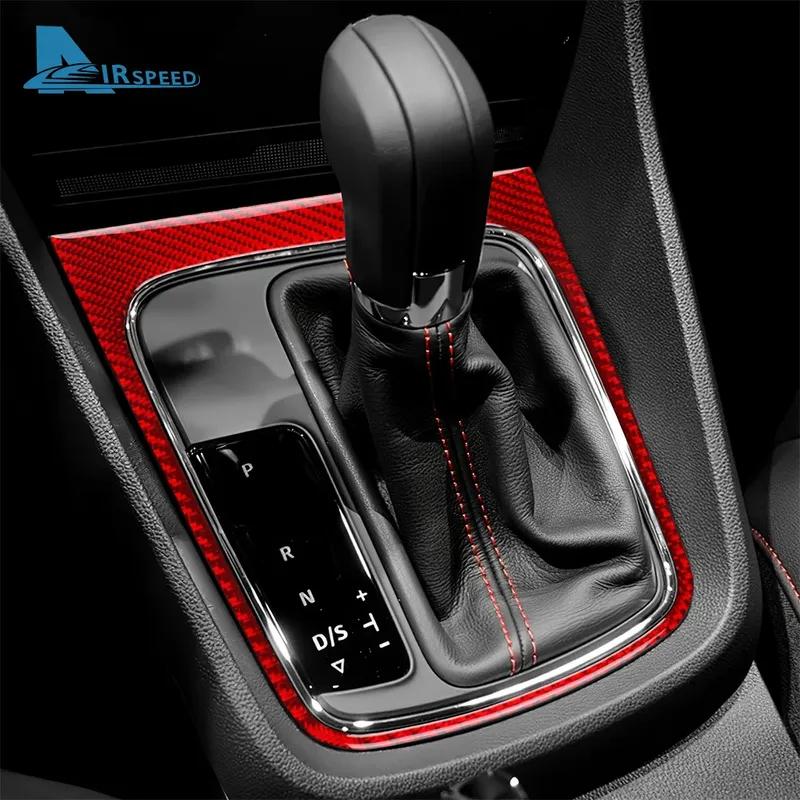 Real Soft Carbon Fiber Sticker For Seat Leon MK3 2013 2014 2015 LHD RHD Car Gear Shift Frame Panel Trim Interior Accessories