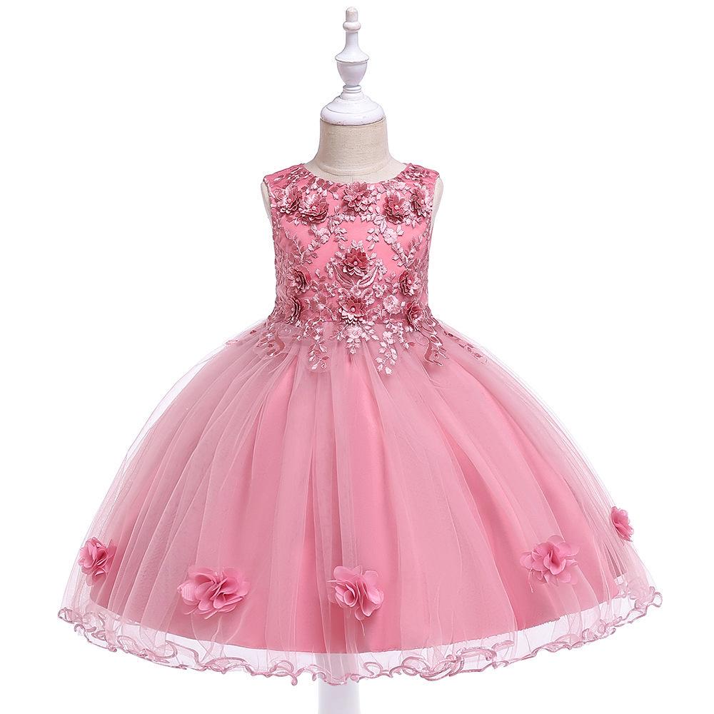 

2026 European & American Girls Formal & Fairy Dresses: Wedding, Hostess, Princess & Runway Styles 120cm рожевий
