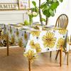 1pc Rectangular Tablecloth White Yellow Sunflower Bee Print Table Cover For Dining Kitchen Party Decorative Dustproof Spillproo