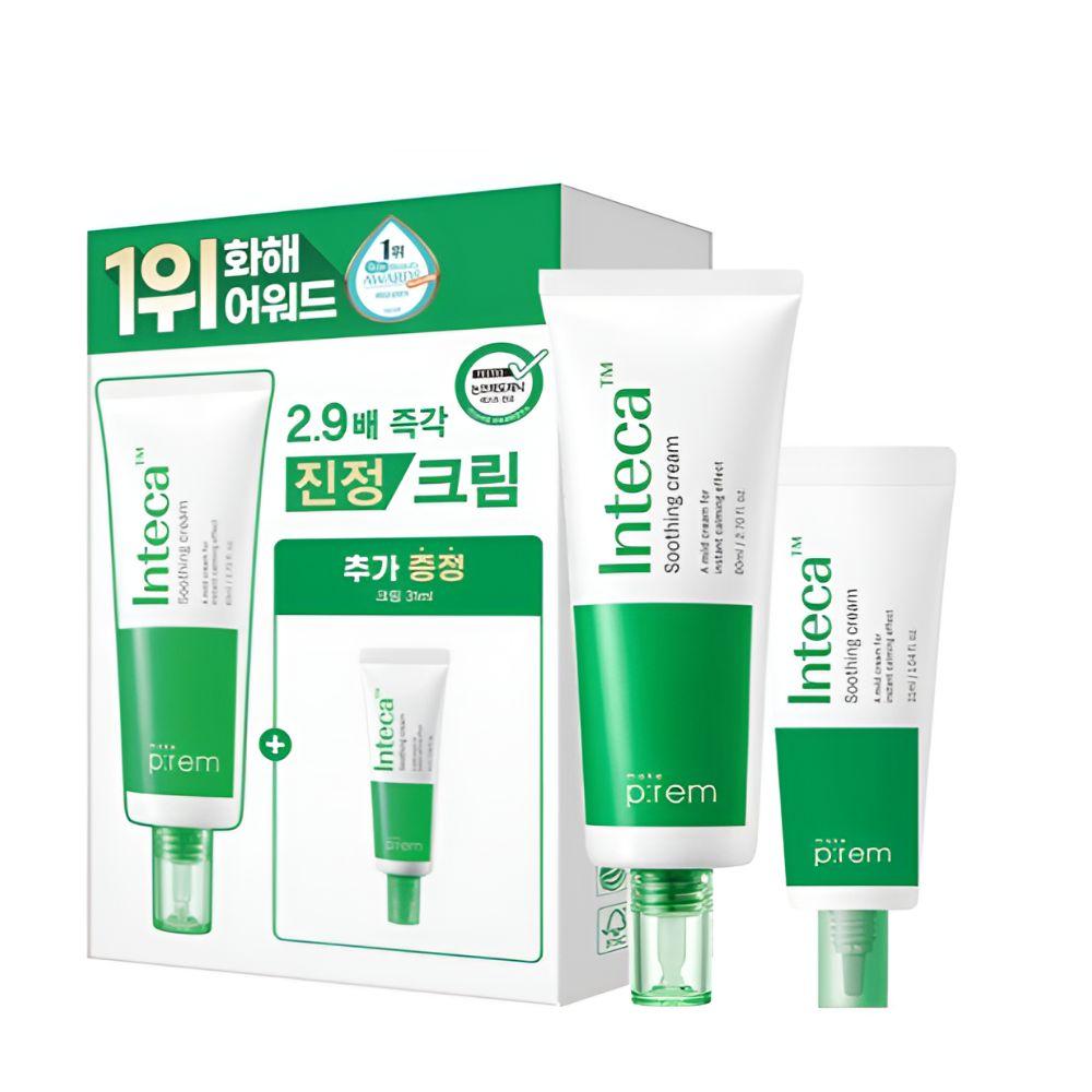 MAKE P:REM Inteca Soothing Cream Set 80ml + 31ml Calming Moisturizer Sensitive Skin Care