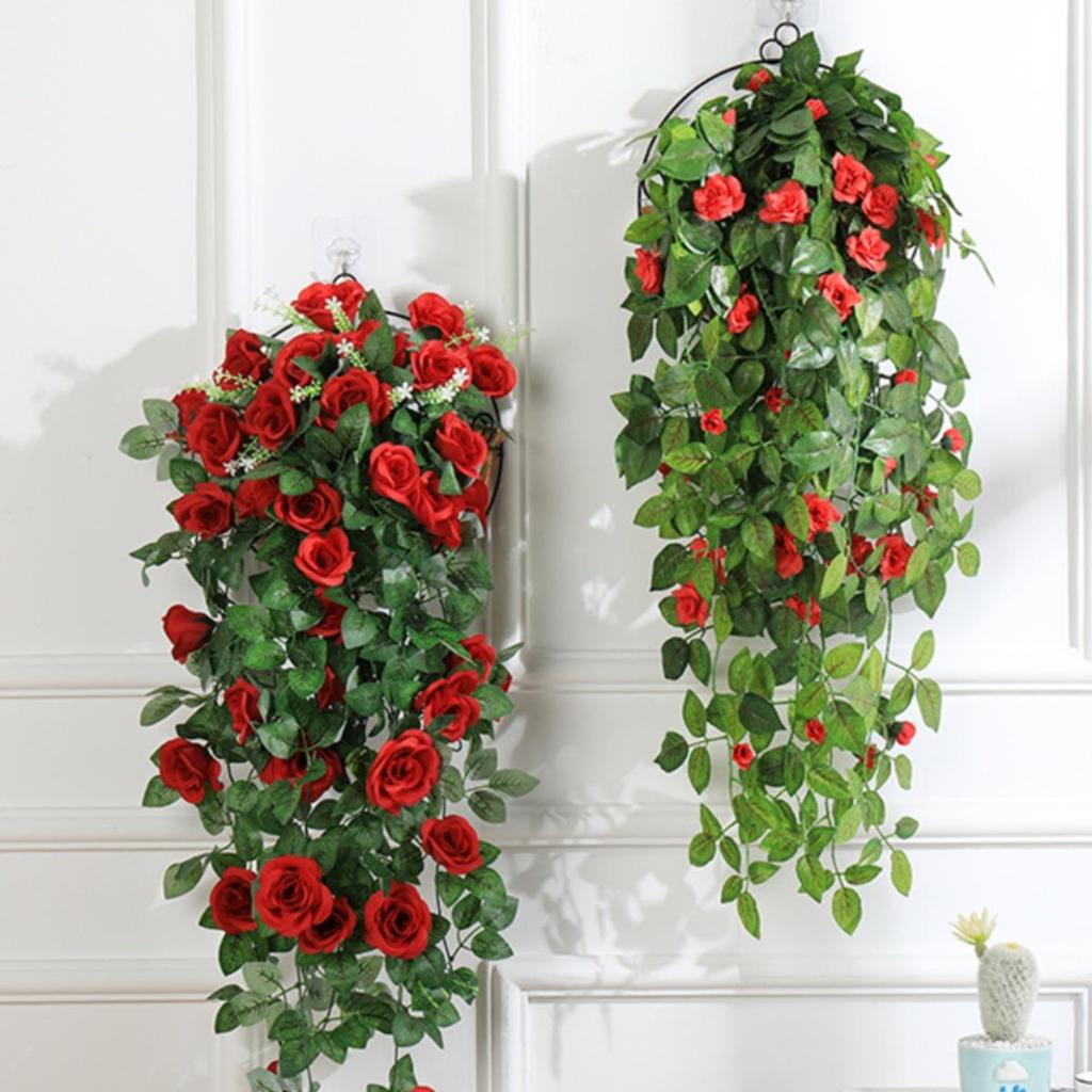 Artificial Rose Vine Wall Hanging for Living Room Decoration