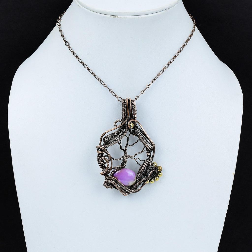 Tree Of Life Phosphosiderite Pendant Copper Wire Wrapped Pendant Gemstone Pendant Phosphosiderite Copper Jewelry Handmade Pendant For Gifts