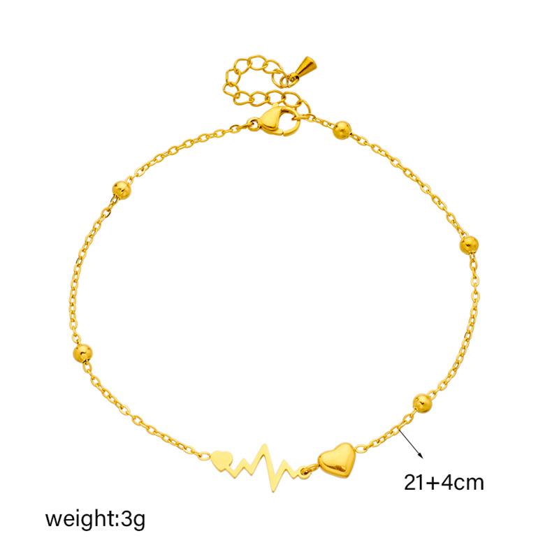 Fashion Minimalist Titanium Steel ECG Heart Chain Anklet, Versatile Personality Metal Accessory
