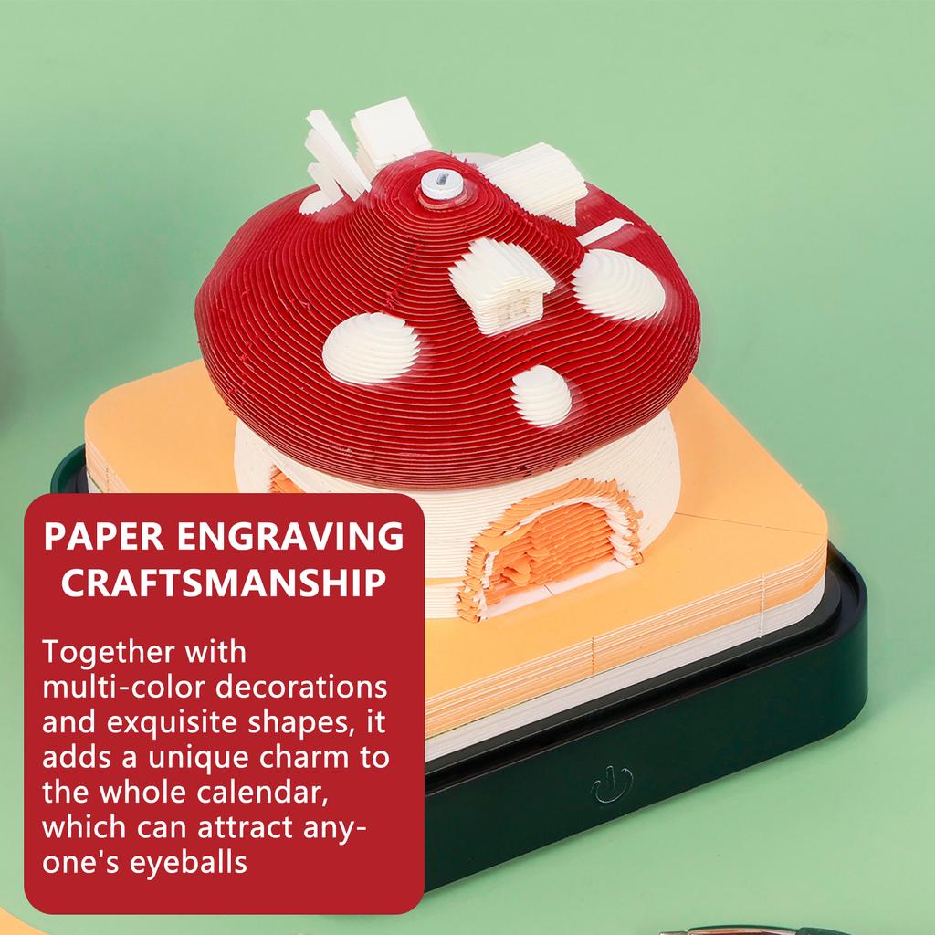 3D Desk Calendar Creative Calendar Memo Pad with LED Light Tear-Away 3D Art Calendar for Home Office Desktop Decoration Gift